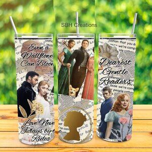 20 oz Bridgeton theme insulated tumbler with sliding lid and straw